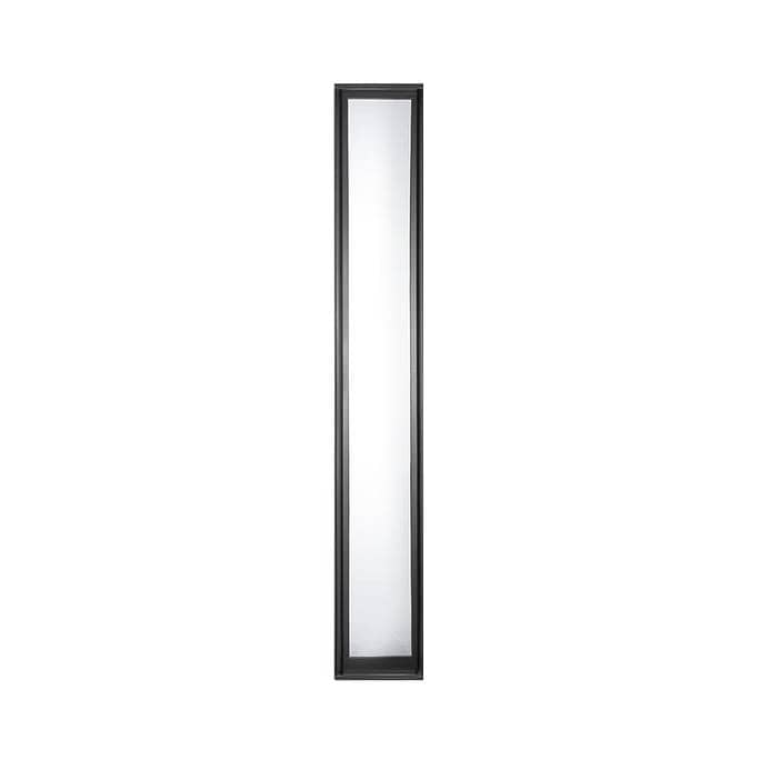 Fixed interior steel side window panel with narrow sightlines and glass