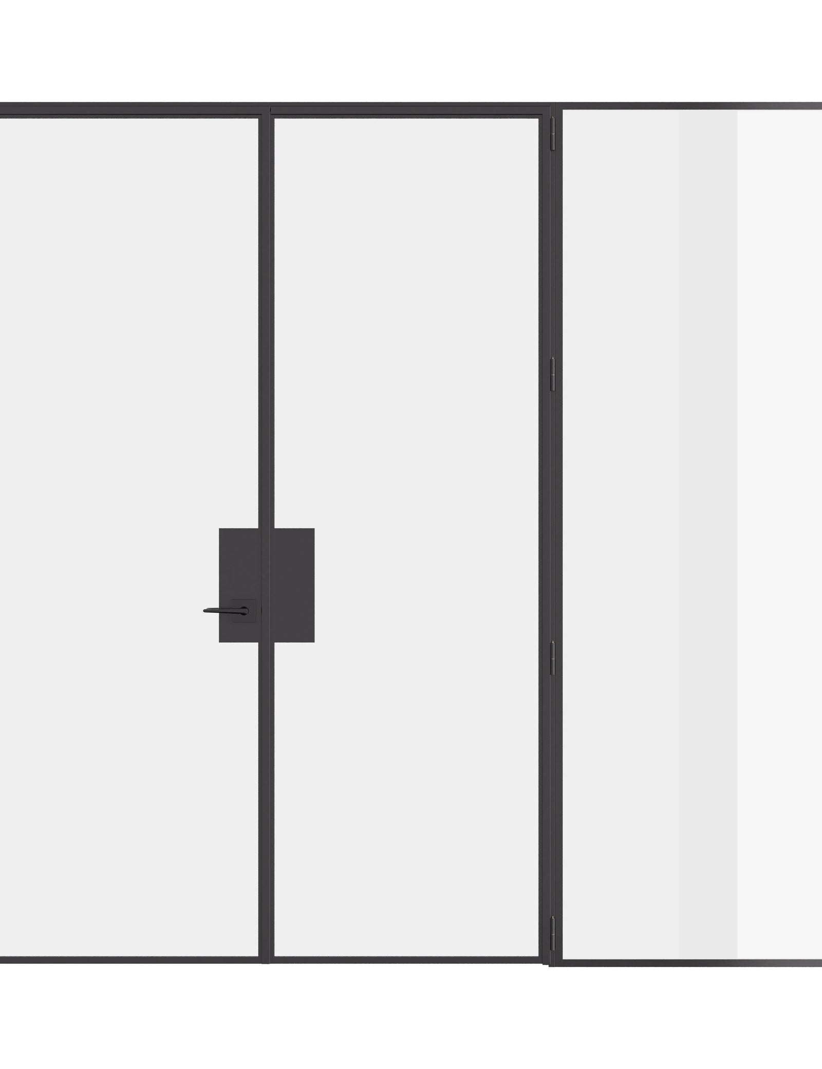 Double flat interior steel door with right sidelight, prehung hot-rolled steel and narrow frame