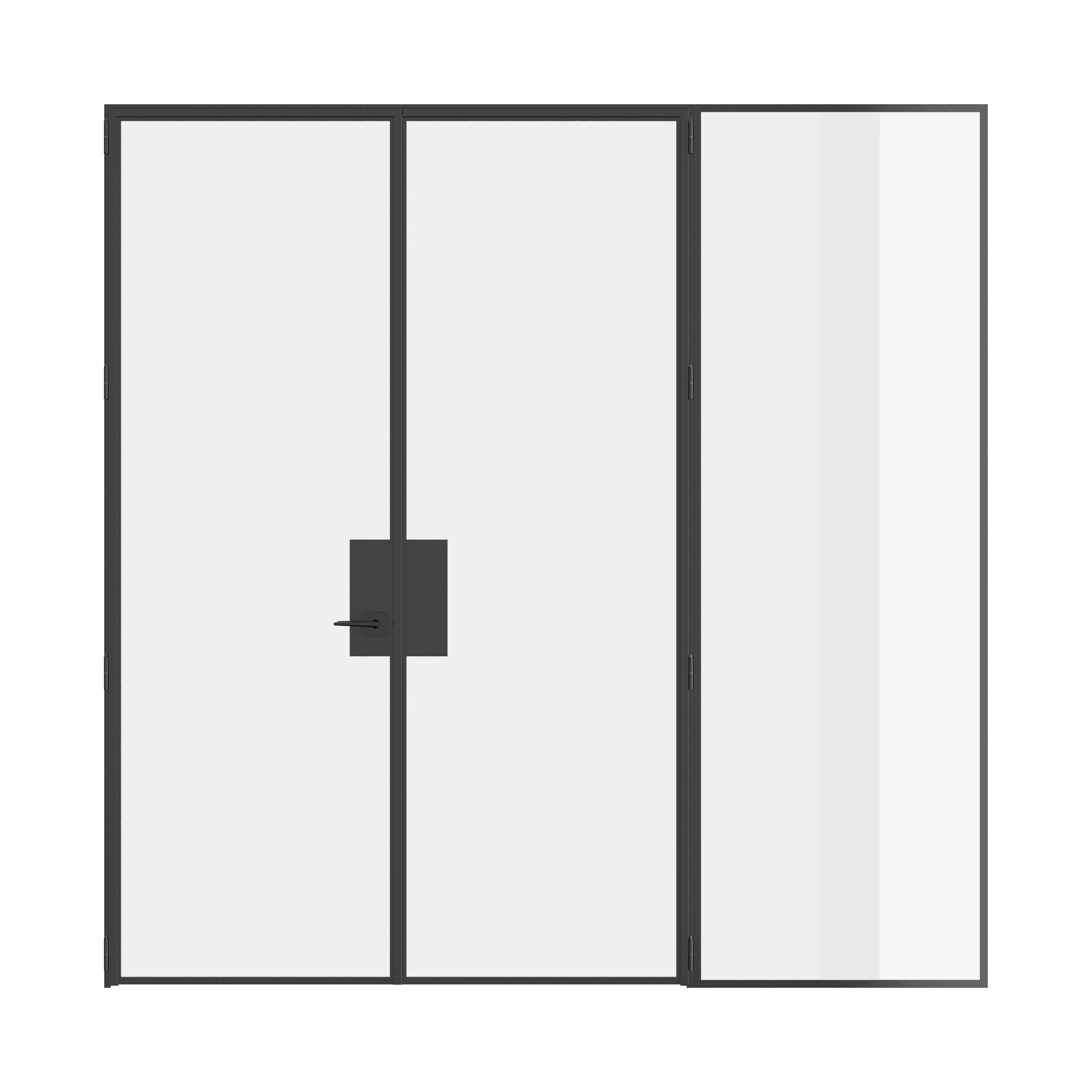 Double flat interior steel door with right sidelight, prehung hot-rolled steel and narrow frame