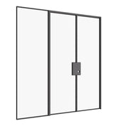 Prehung double flat steel door with right sidelight and modular narrow profile