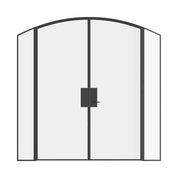 Pre-hung double arch steel door with sidelights, built from solid hot-rolled steel.