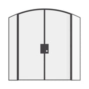 Double arch modular steel door with sidelights and slim architectural lines