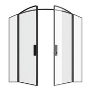 Double arch interior steel door with side windows, solid steel and narrow profile