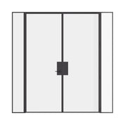 Pre-hung double flat steel door with sidelights, crafted from solid hot-rolled steel.