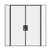 Double flat steel door with sidelights, hot-rolled steel and narrow architectural profile