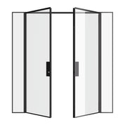 Double flat interior steel door with side windows, prehung modular steel and slim frame
