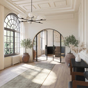 Solid steel double full arch door with side windows and modular system