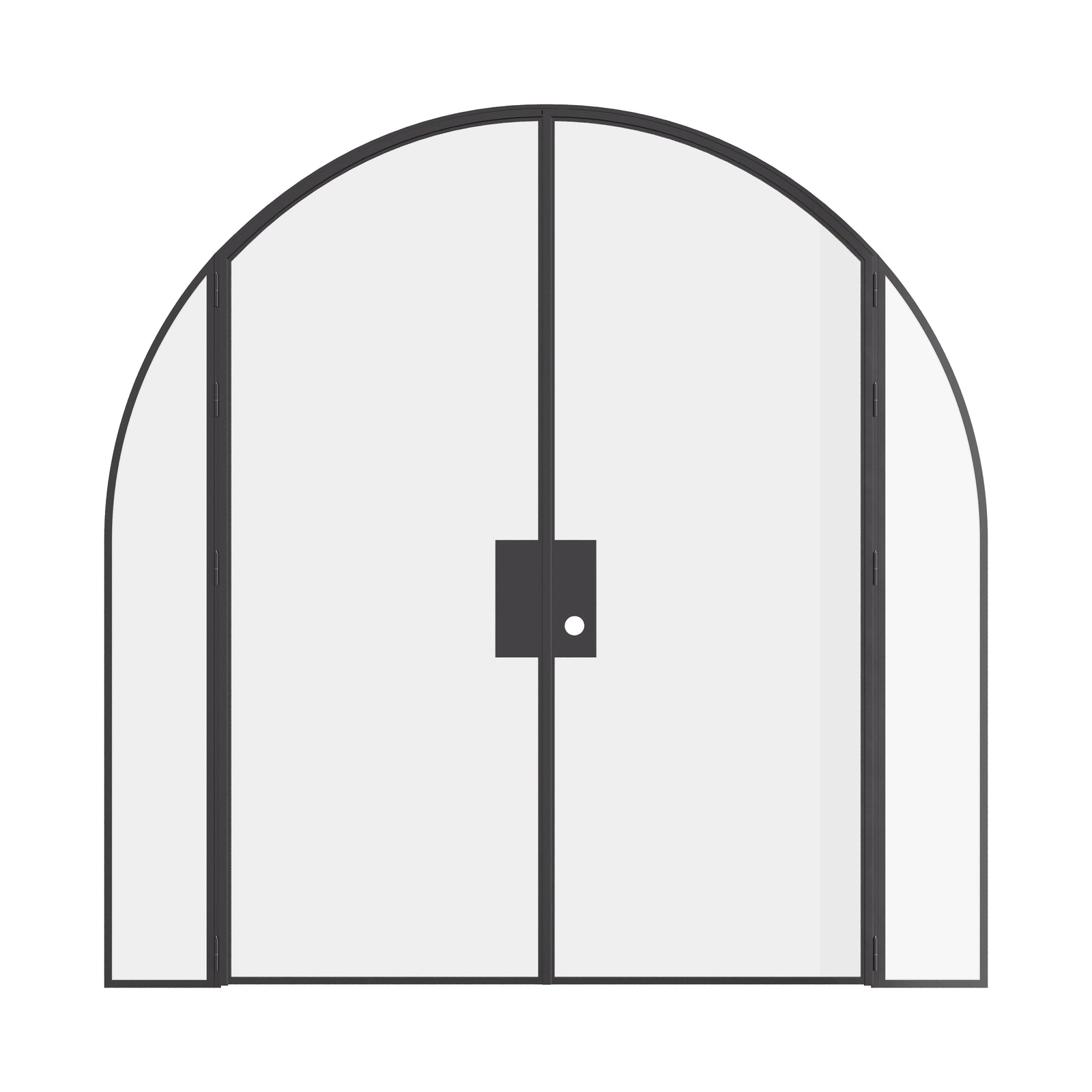 Double full arch modular steel door with sidelights and slim sightlines