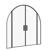 Architectural double full arch steel door with sidelights and narrow frame