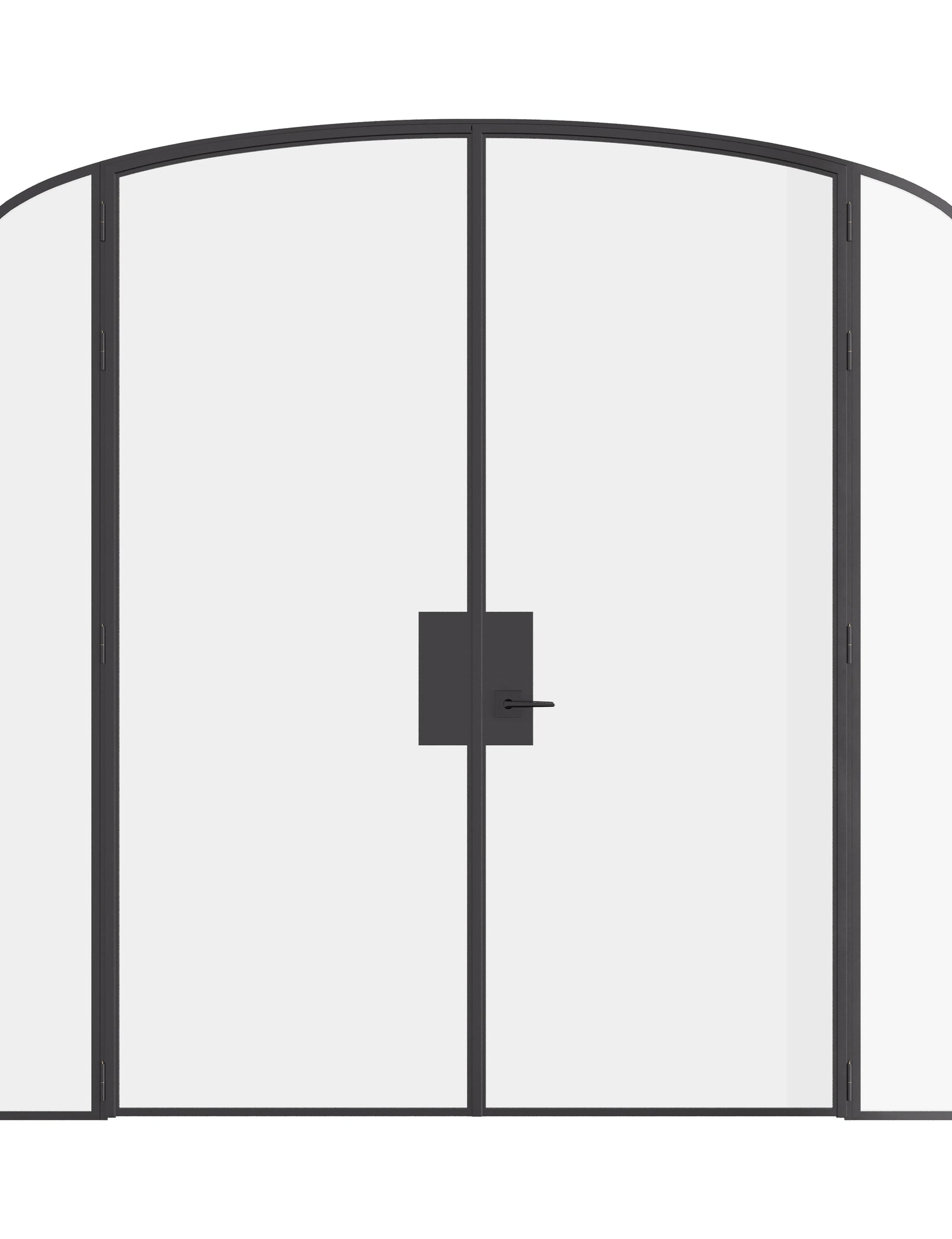 Double mini arch interior steel door with side windows, modular system and narrow frame