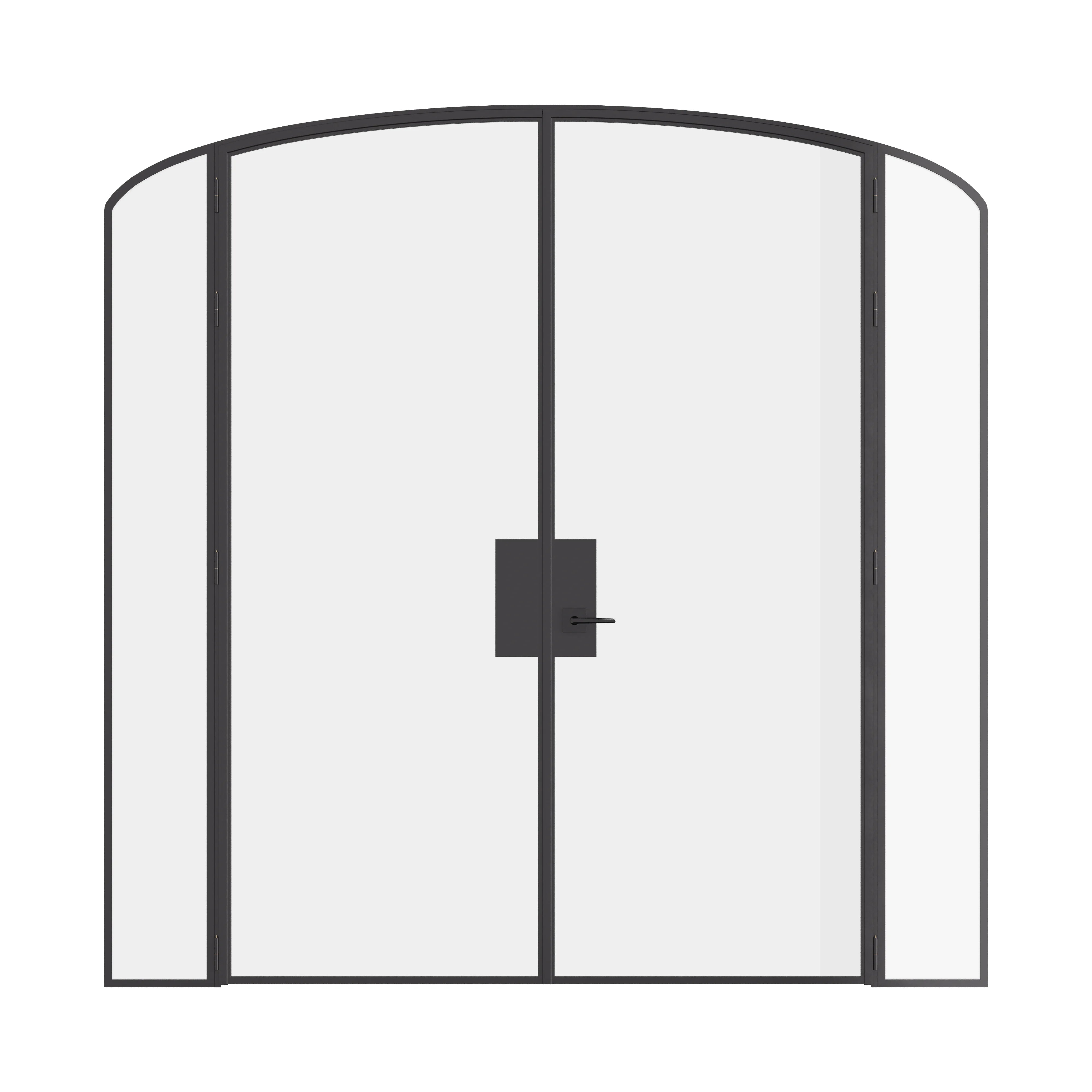 Double mini arch interior steel door with side windows, modular system and narrow frame