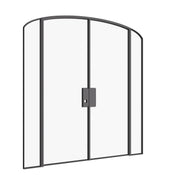Prehung double mini arch glass steel door with side panels and architectural profile