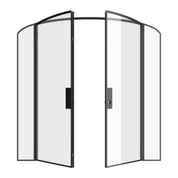 Double mini arch steel door with side windows, prehung solid steel and narrow frame