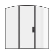 Pre-hung single arch steel door with sidelights, crafted from solid hot-rolled steel.