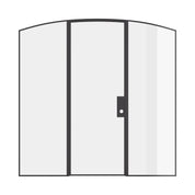 Single arch steel door with side windows, prehung modular steel and slim sightlines
