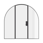 Single full arch steel door with side windows, prehung hot-rolled steel and narrow frame