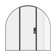 Single full arch modular steel door with side panels and architectural profile