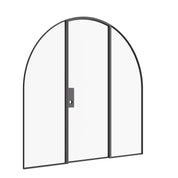 Single full arch interior steel door with side windows and slim sightlines