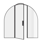 Single full arch prehung steel door with sidelights and narrow frame