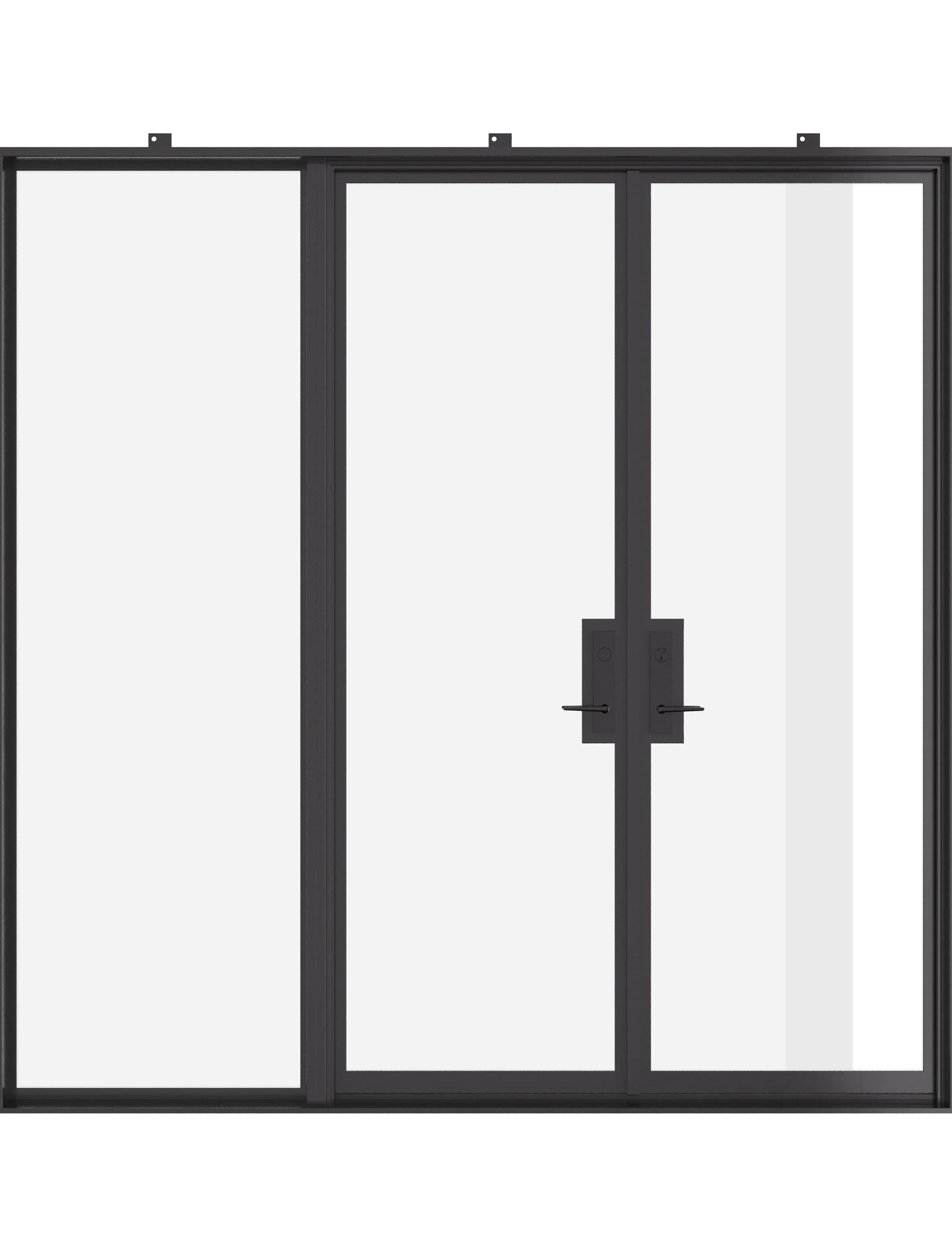 Double flat steel doors with left side window, NFRC-rated.