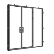 Architectural double flat steel doors with left side lite.