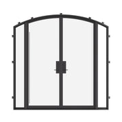 Double arch steel doors with sidelights and insulated tempered glass