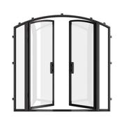 Modern double arch steel doors with sidelights and divided lite design