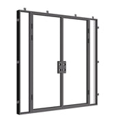 Architectural double flat steel doors with sidelights.
