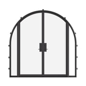 Double full arch steel doors with sidelights and insulated Low-E glazing system