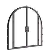 Architectural double full arch steel doors with sidelights.