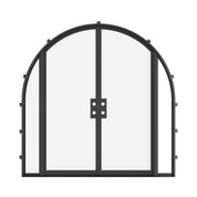 Designer double full-arch steel doors with sidelights and slim sightlines