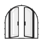 Exterior full arch steel double doors with insulated glass.