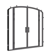 Architectural double mini arch steel doors with sidelights.