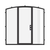 Energy-efficient single arch steel door with sidelights and divided lites
