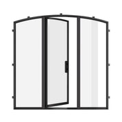 Pre-hung arch steel entry with side lites and thermal ratings.