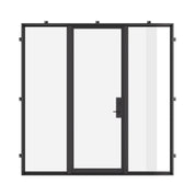 Single flat steel door with sidelights and thermally insulated glazing