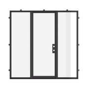Designer single flat steel entry with sidelights and insulated glass