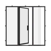 Architectural single flat steel door system with sidelights and thermal barrier