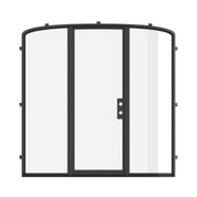 Cold-rolled mini arch steel door with side lites.