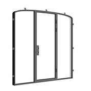 Architectural mini arch steel door with sidelights.
