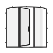 Exterior mini arch steel entry with slim sightlines.