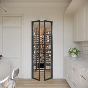 Air Pantry double flat glass pantry doors with slim steel frames for contemporary homes
