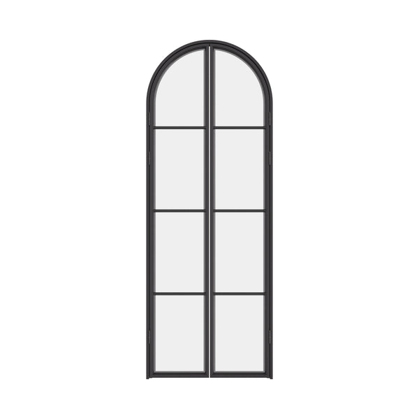 Air Pantry double full arch interior steel pantry doors with curved glass design
