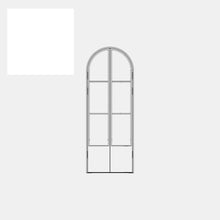 Load image into Gallery viewer, Double Pantry Doors with Arch Top and white paint swatch