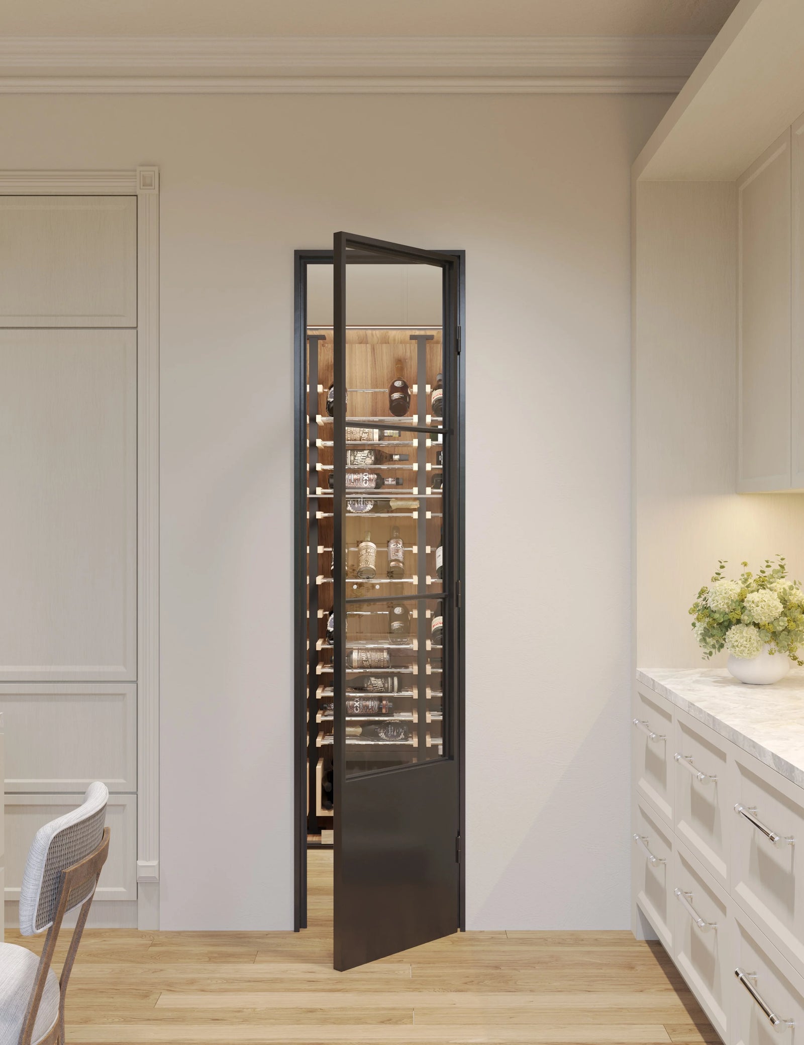 Air Pantry single flat interior steel pantry door with kickplate for kitchens