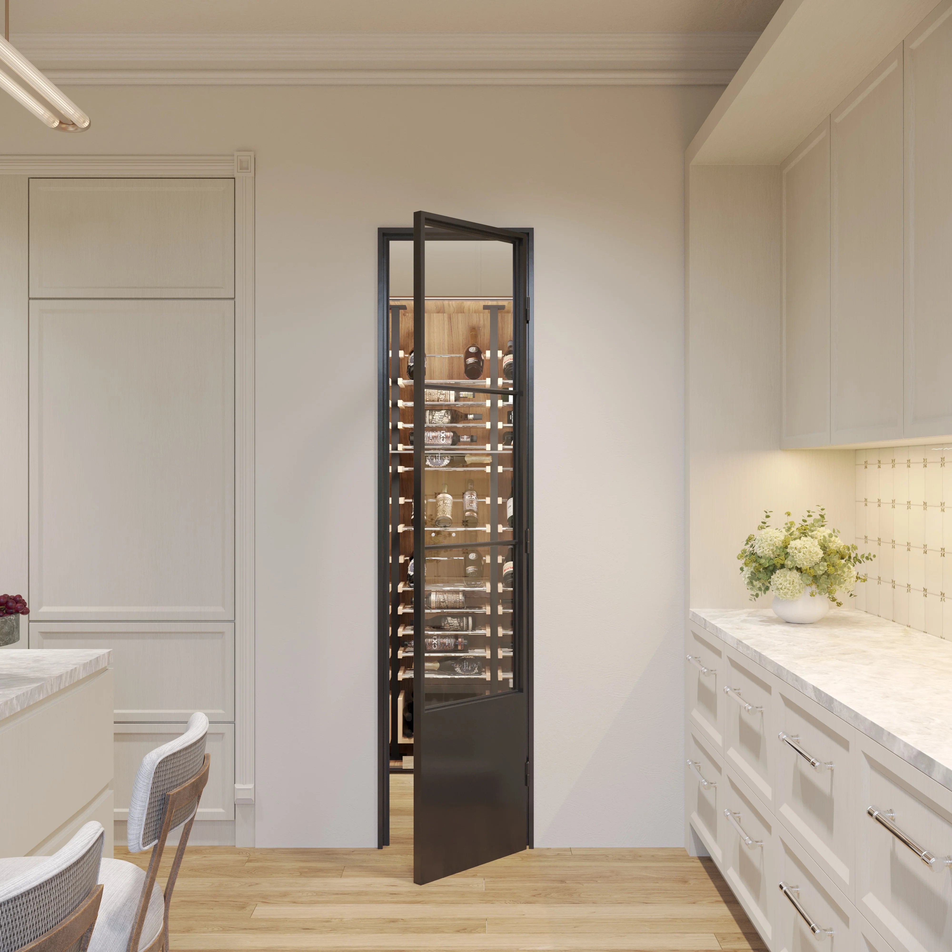 Air Pantry single flat interior steel pantry door with kickplate for kitchens