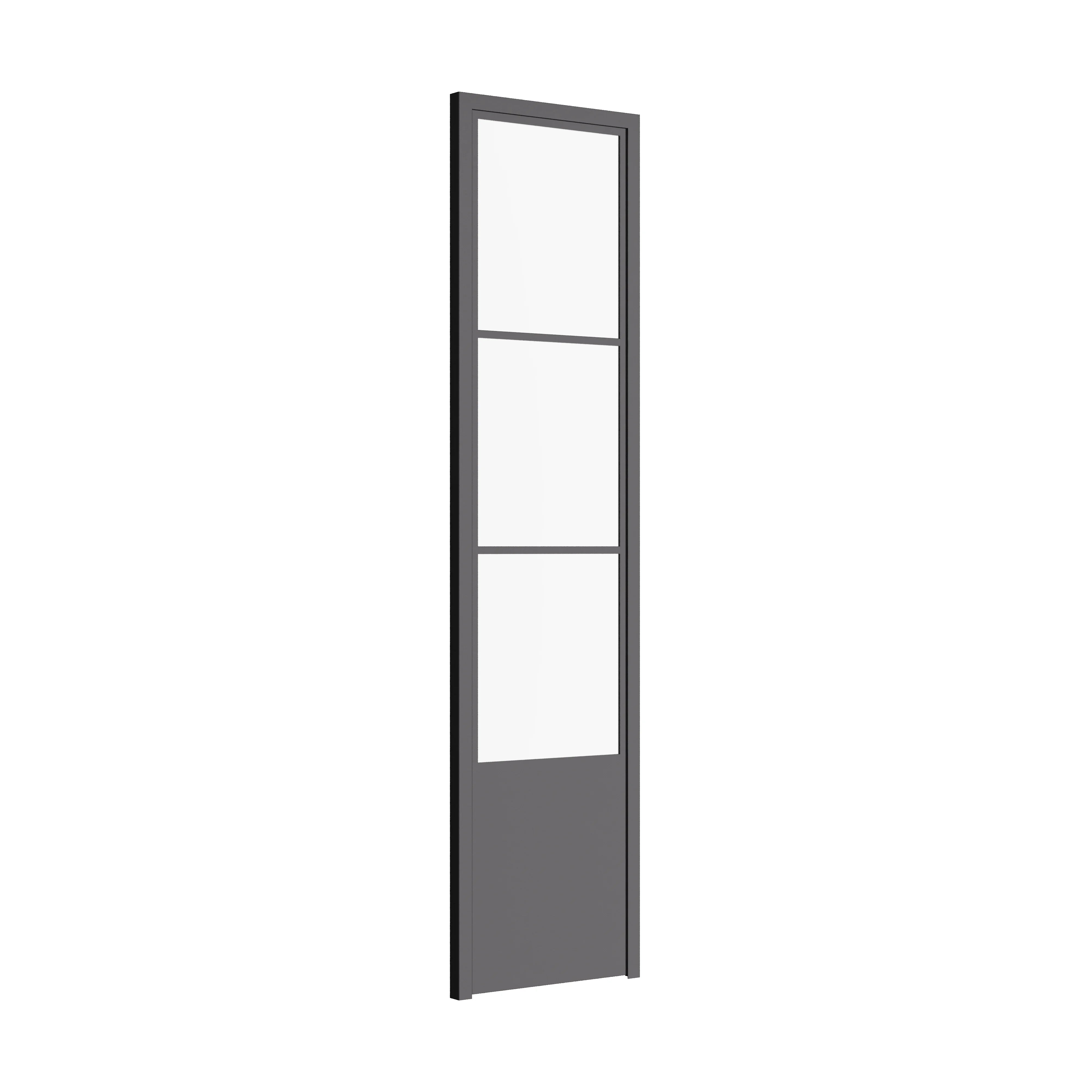 Air Pantry single flat steel and glass pantry door with kickplate