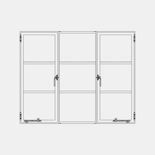 Load image into Gallery viewer, Two casement windows with a middle fixed panel CAD Drawing