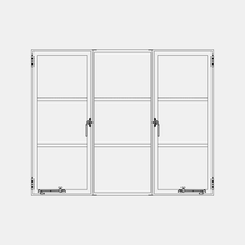 Load image into Gallery viewer, Two casement windows with a middle fixed panel CAD Drawing