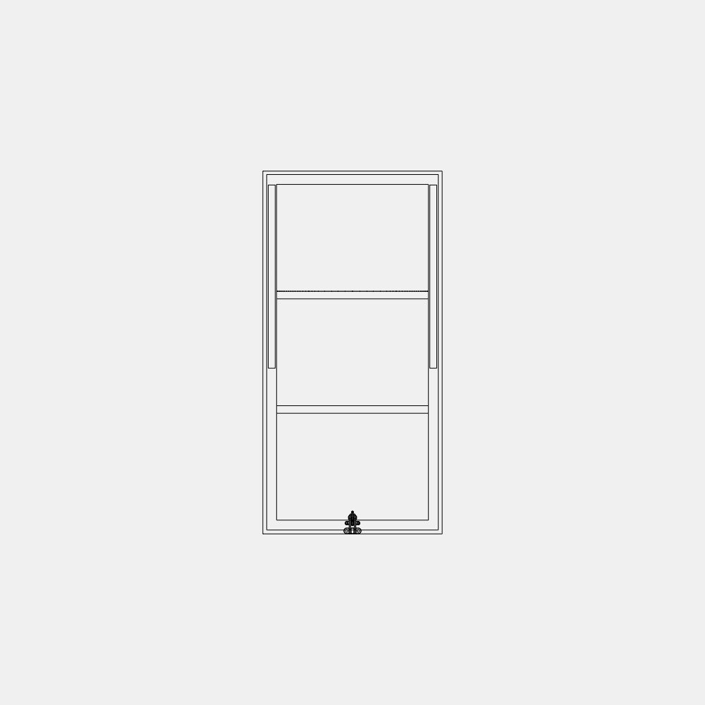 Awning window with ring pull and horizontal grid lines CAD Drawing